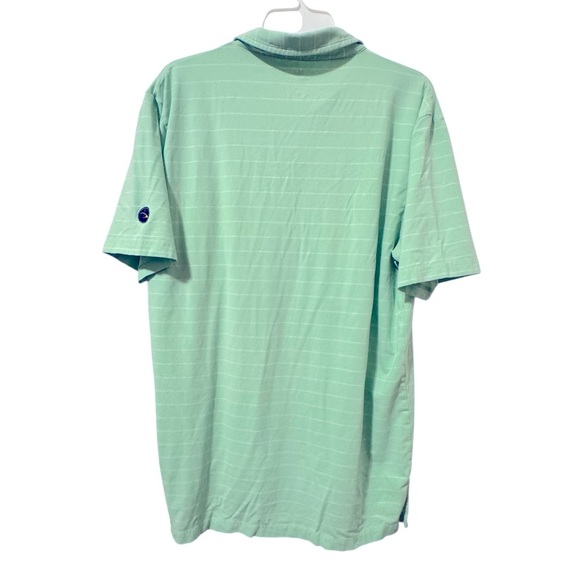 Peter Millar Seaside Wash Light Green Striped Golf Polo Shirt Size Large - Picture 2 of 9